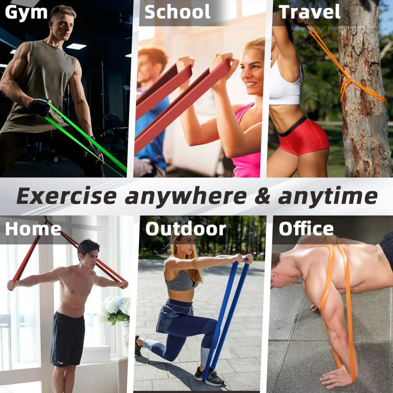 Portable resistance bands set for gym, home, and travel workouts